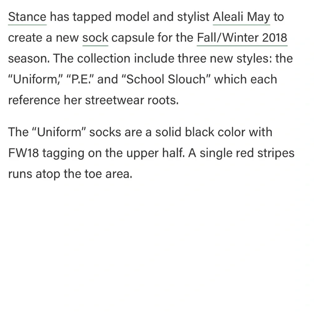 $11❤️‍🔥 Stance x Aleali May FW18 Cozy Blend Black Crew Socks NEW MEDIUM